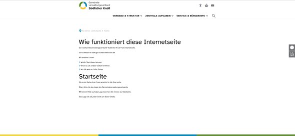 Screenshot der Seite Leichte Sprache / Funktion